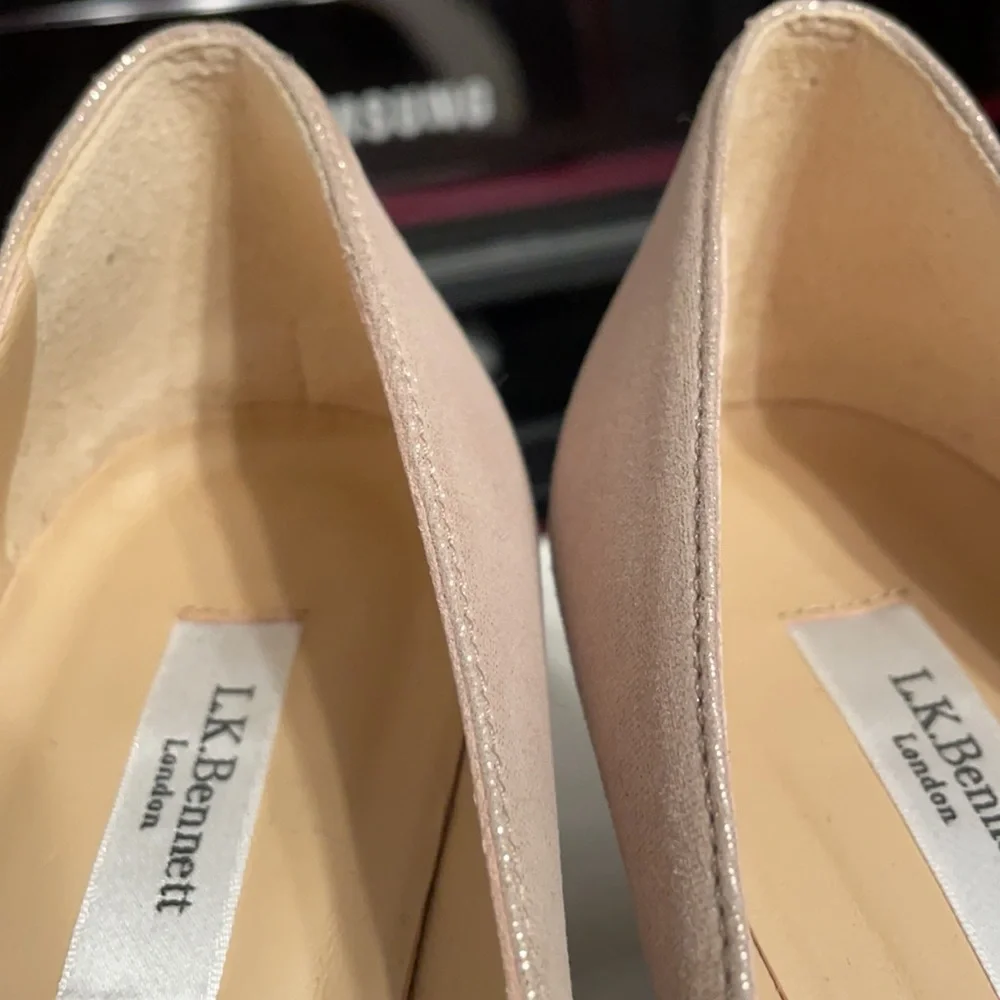 LK Bennett Edee Gold Suede Heels Espadrille Sandals Kate Middleton Size 37